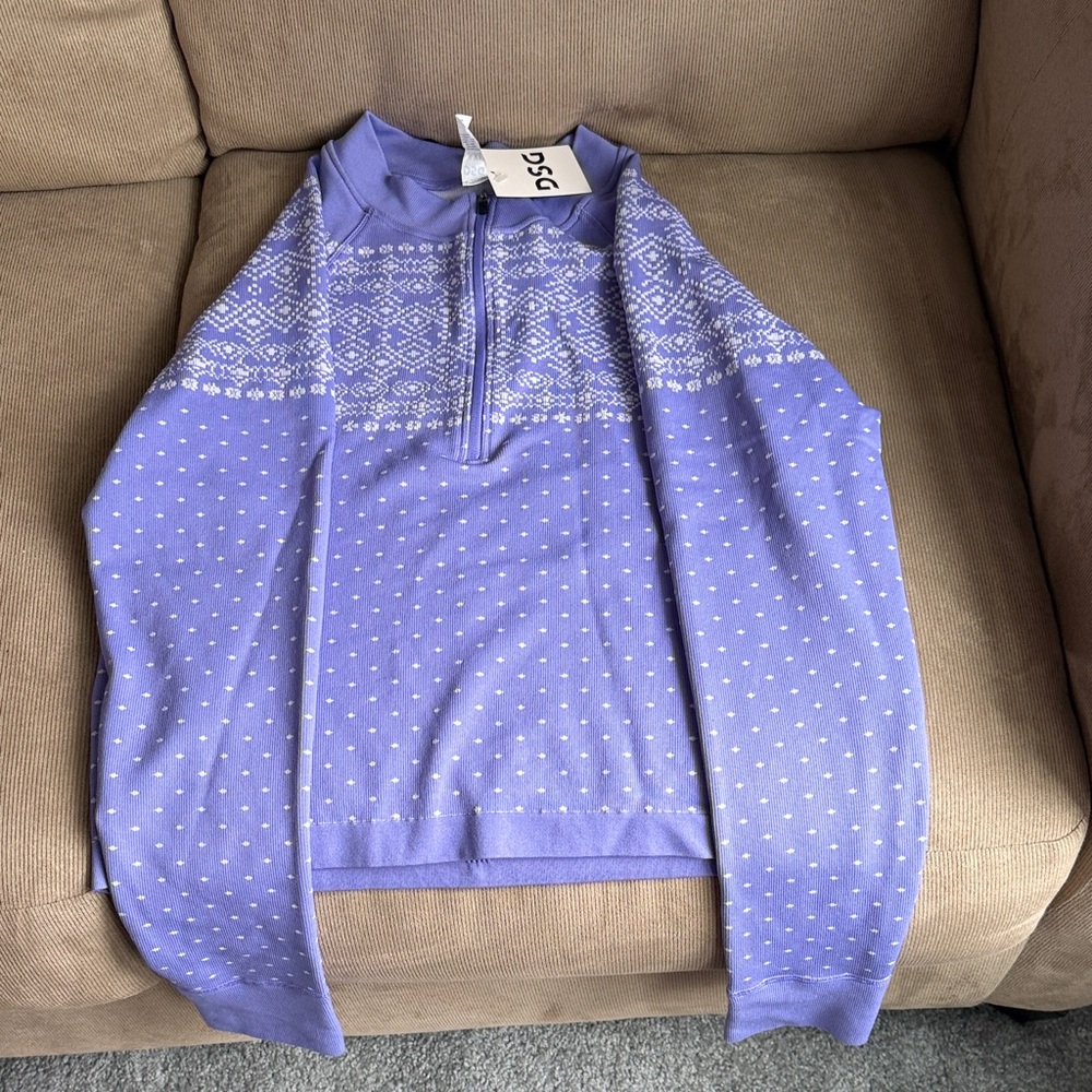 Purple and White Patterned Half-Zip Sweater